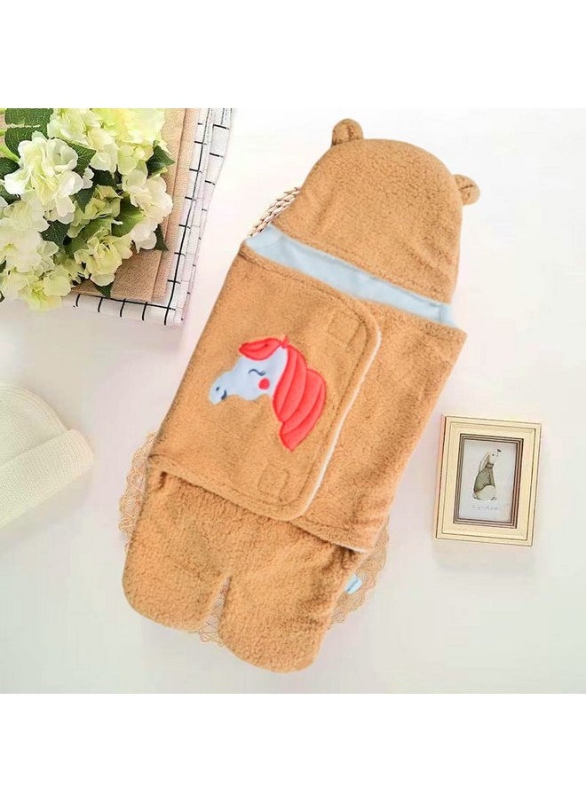 Baby Blankets New Born Pack Of Hooded Supersoft Wearable Unicorn Wrapper Cum Baby Sleeping Bag For Babies (70 Cm X 76 Cm, 0-6 Months)