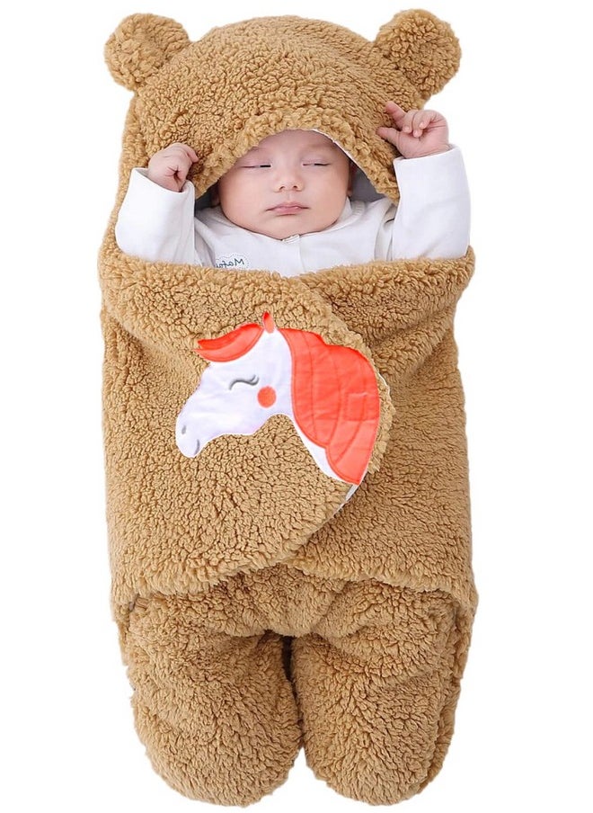 Baby Blankets New Born Pack Of Hooded Supersoft Wearable Unicorn Wrapper Cum Baby Sleeping Bag For Babies (70 Cm X 76 Cm, 0-6 Months)