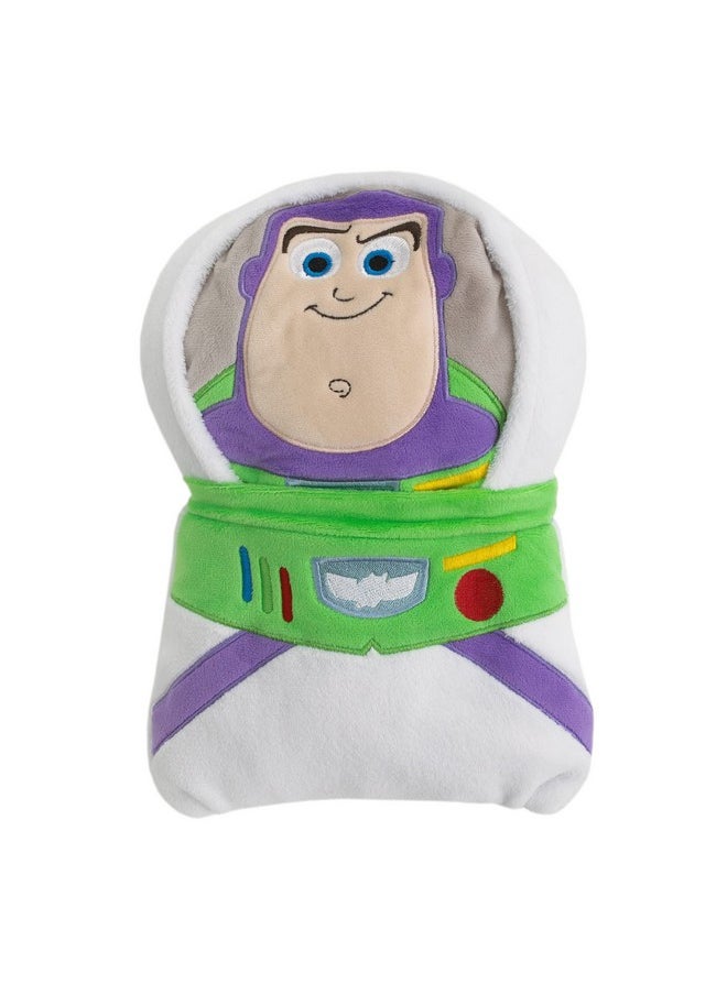 Disney Toy Story It'S Play Time White, Green, And Purple, Buzz Lightyear Shaped Toddler Blanket