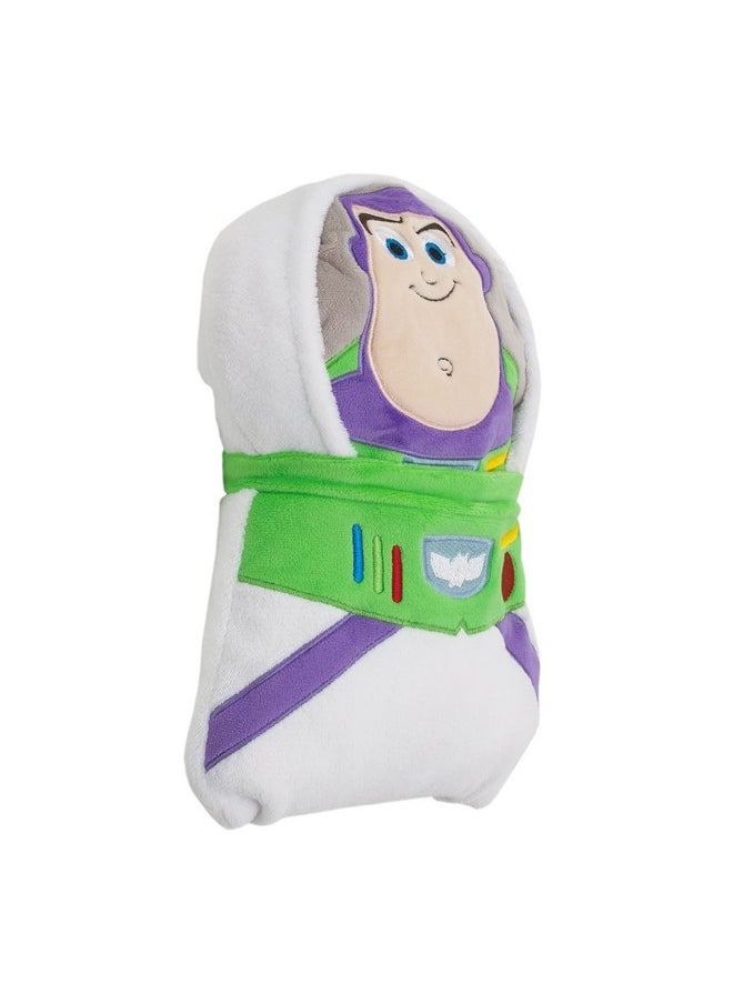 Disney Toy Story It'S Play Time White, Green, And Purple, Buzz Lightyear Shaped Toddler Blanket