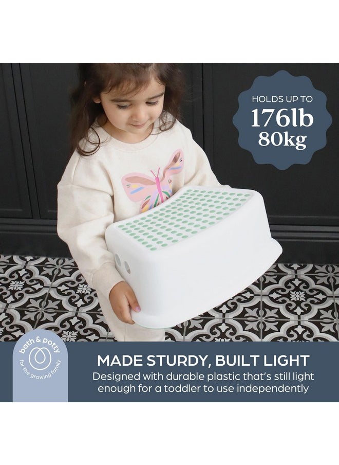 Step Stool For Kids - Non-Slip Base And Contoured Design For Toilet Potty Training And Sink Use - Mint