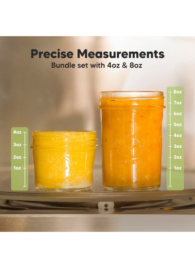 4Pk 8Oz & 4Pk 4Oz Glass Baby Food Containers - Leak-Proof, Microwavable Small Baby Glass Jars With Lids,Baby Food Storage Containers,Baby Snack Containers,Bpa-Free Baby Food Jars(Musk Dusk)