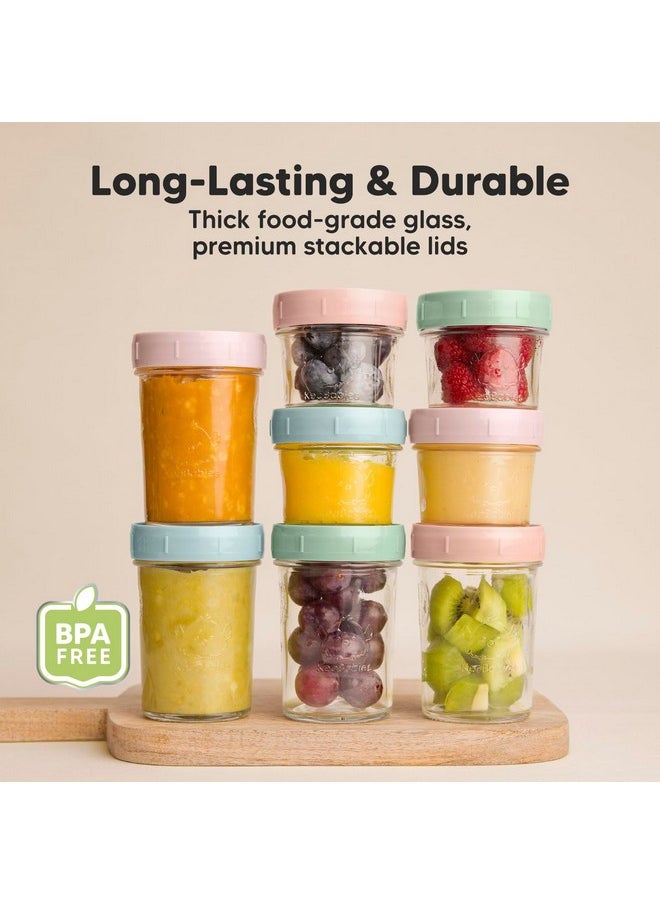 4Pk 8Oz & 4Pk 4Oz Glass Baby Food Containers - Leak-Proof, Microwavable Small Baby Glass Jars With Lids,Baby Food Storage Containers,Baby Snack Containers,Bpa-Free Baby Food Jars(Musk Dusk)