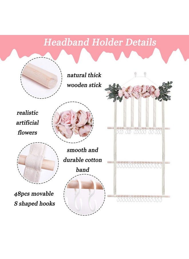 Headband Holder For Girls Hair Bows, Large Capacity Baby Headbands Organizer Storage Hair Clips Hanger Storage Flower Wall Door Hanging Decor For Nursery Room