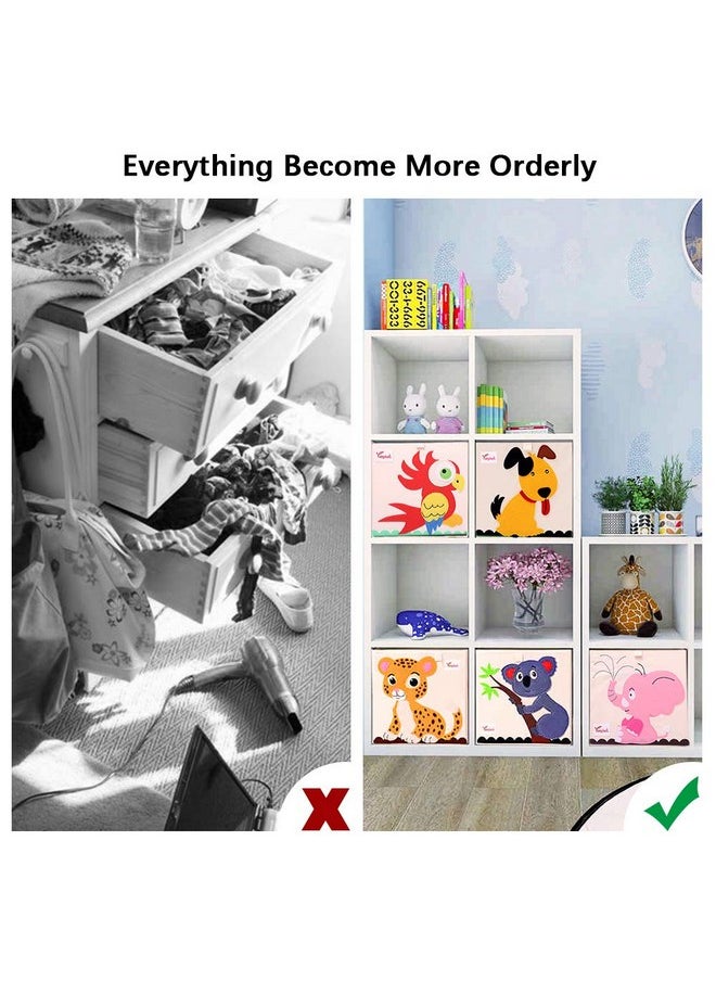 2 Pcs Foldable Animal Toy Storage Box/Bin/Cube, Collapsible Storage Organizer Chest Basket Container For Kids, Toddlers, Boys And Girls(13 X 13 X 13 Inch, Lion & Bee)