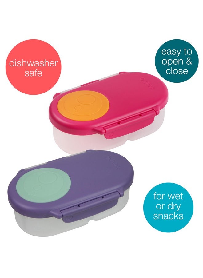 Snack Box (2-Pack) For Kids & Toddlers: 2 Compartment Snack Containers, Mini Bento Box, Lunch Box. Leak Proof, Bpa Free, Dishwasher Safe. Ages 4 Months+ (S'Shake + Lilac Pop, 12Oz Capacity)