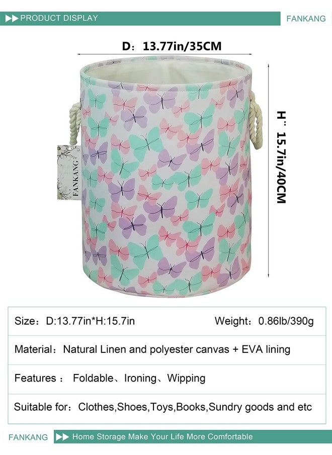 Storage Baskets,Collapsible Convenient Nursery Hamper/Laundry Bin/Toy Collection Organizer For Kid'S Room（Butterfly）