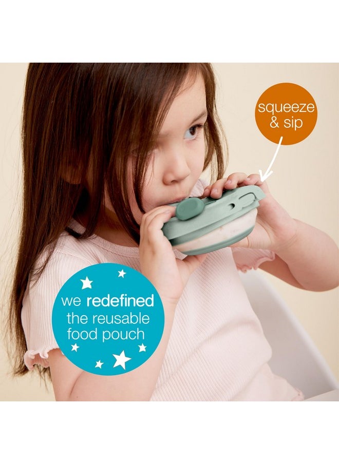 Fill + Feed (Lullaby Blue) | Reusable Baby Food Pouch | Toddlers & Babies 4M+ | Silicone/Nylon Pouch, Bpa Free Plastic Lid | Dishwasher & Microwave Safe | 110Ml (3.7Oz Or ½ Cup Capacity)