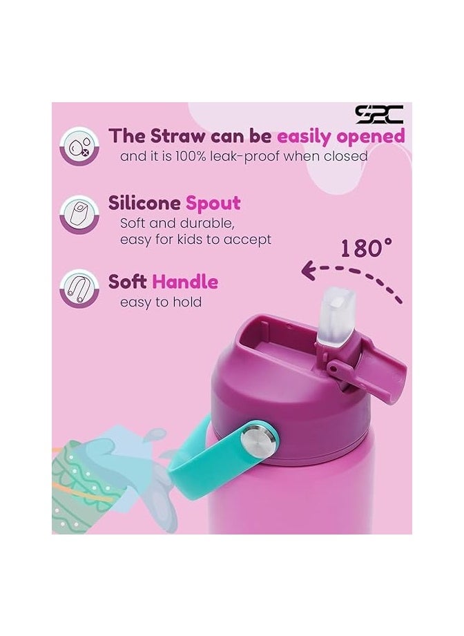 S2C 550ml Leakproof Stainless Steel Water Bottle for Kids With Straw & Handle|Toddler water bottle|Kids Water Bottle For School Boys Girls|Easy to Carry|BPA Free,Baby water bottle