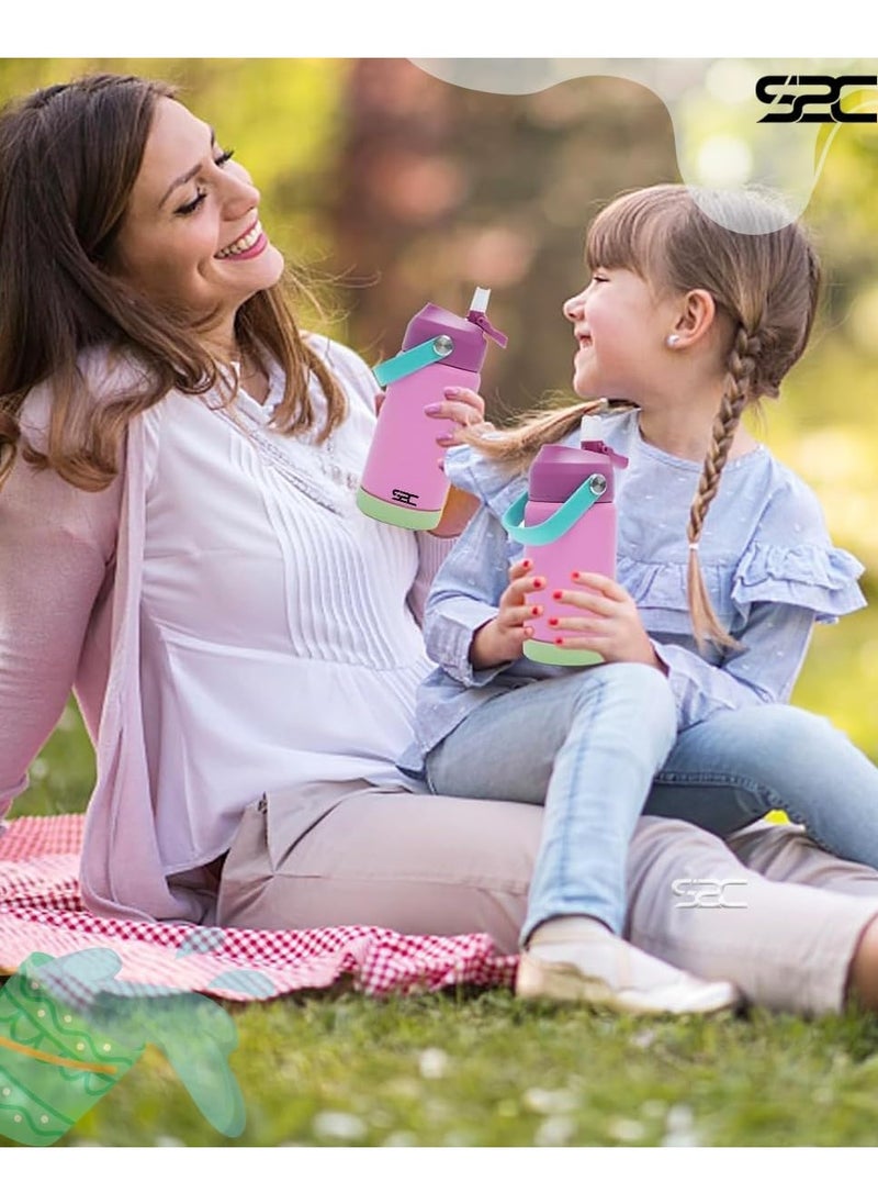 S2C 550ml Leakproof Stainless Steel Water Bottle for Kids With Straw & Handle|Toddler water bottle|Kids Water Bottle For School Boys Girls|Easy to Carry|BPA Free,Baby water bottle