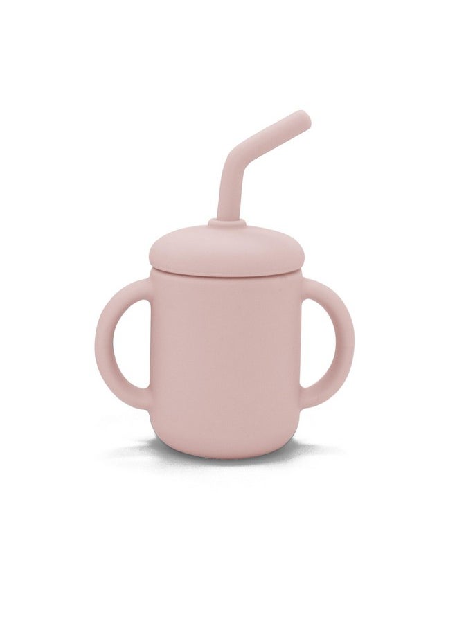 Py By Kushies Unbreakable, Spill-Proof Silicone Cup With Straw For Babies/Toddlers - 120Ml (4 Oz) 100% Food Grade Silicone Sippy Cup With Double Handles & Angled Straw - Pink