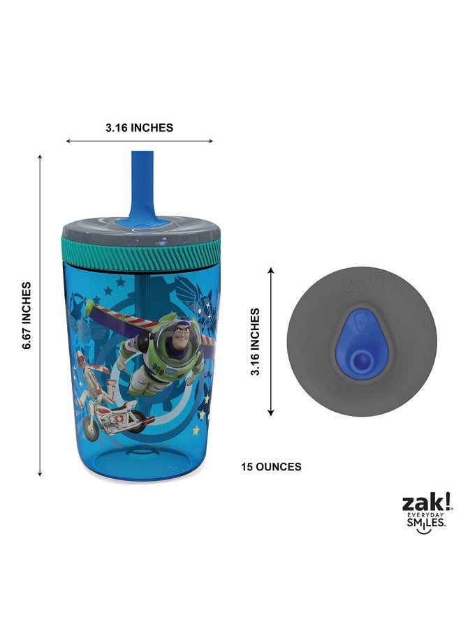 Kelso 15 Oz Tumbler Set (Toy Story 4 - Woody & Buzz 2Pc Set) Toddlers Cup Non-Bpa Leak-Proof Screw-On Lid With Straw Made Of Durable Plastic And Silicone, Perfect Baby Bundle For Kids