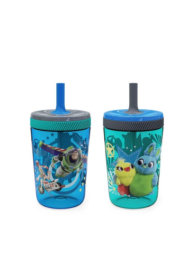 Kelso 15 Oz Tumbler Set (Toy Story 4 - Woody & Buzz 2Pc Set) Toddlers Cup Non-Bpa Leak-Proof Screw-On Lid With Straw Made Of Durable Plastic And Silicone, Perfect Baby Bundle For Kids