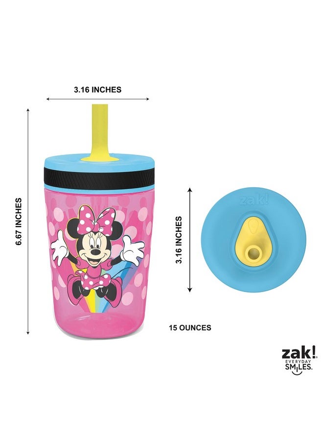 Disney Kelso Tumbler 15 Oz Set (Minnie Mouse) Leak-Proof Screw-On Lid With Straw, Made Of Durable Plastic And Silicone, Perfect Bundle For Toddlers, Kids