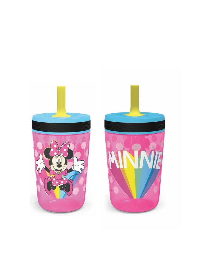 Disney Kelso Tumbler 15 Oz Set (Minnie Mouse) Leak-Proof Screw-On Lid With Straw, Made Of Durable Plastic And Silicone, Perfect Bundle For Toddlers, Kids