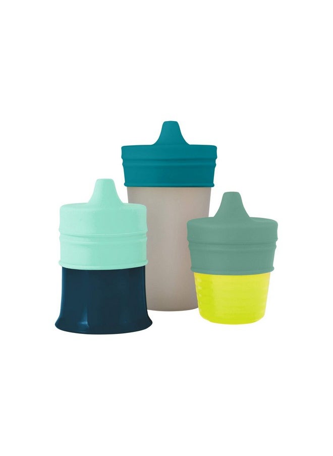 Snug Silicone Sippy Cup Lids - Convert Any Kids Cups Or Toddler Cups Into Soft Spout Sippy Cups - Toddler Feeding Supplies And Travel Essentials - Green - 3 Count