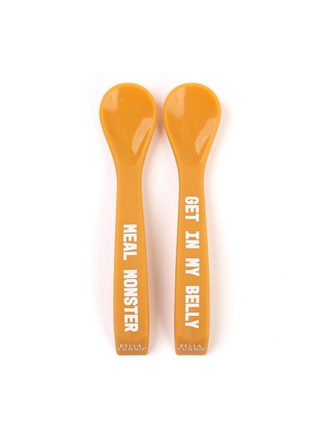 Bowl And Spoon Baby Feeding Set - Suction Bowl And Baby Spoon For Toddlers And Kids, Baby Led Weaning Spoons And Bowls With Non-Toxic, Bpa Free Silicone, Get In My Belly/Meal Monster