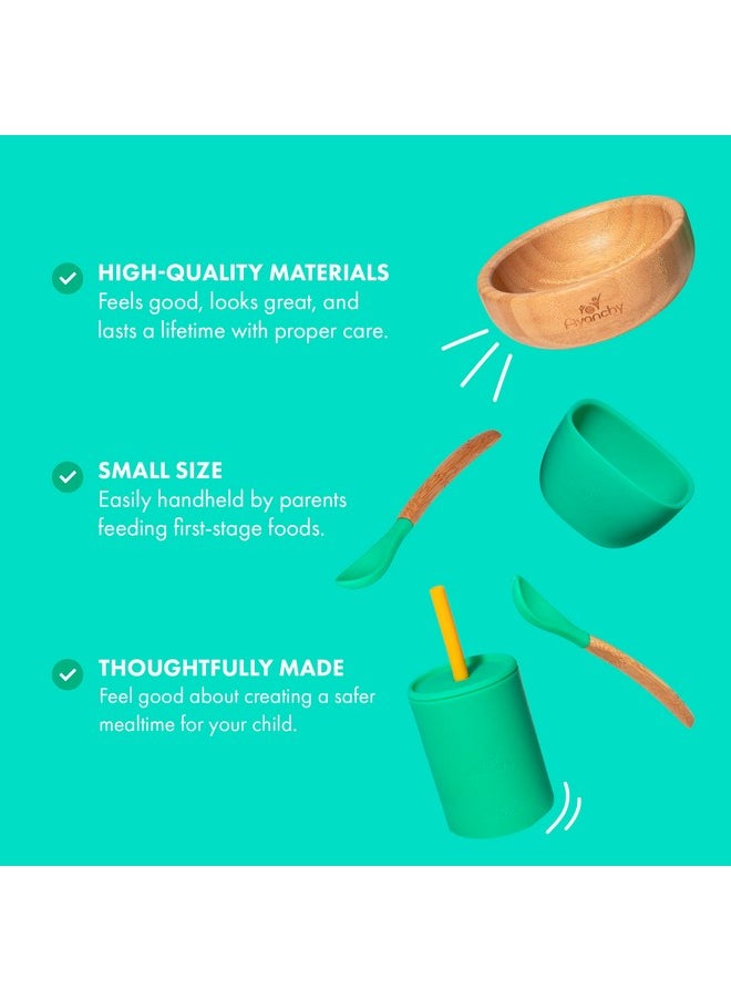 The Bamboo La Petite Family Collections Gift Set Is A Perfect Choice, Featuring Mini Bamboo And Silicone Bowls, A Silicone Cup, And Bamboo Baby And Infant Spoons.