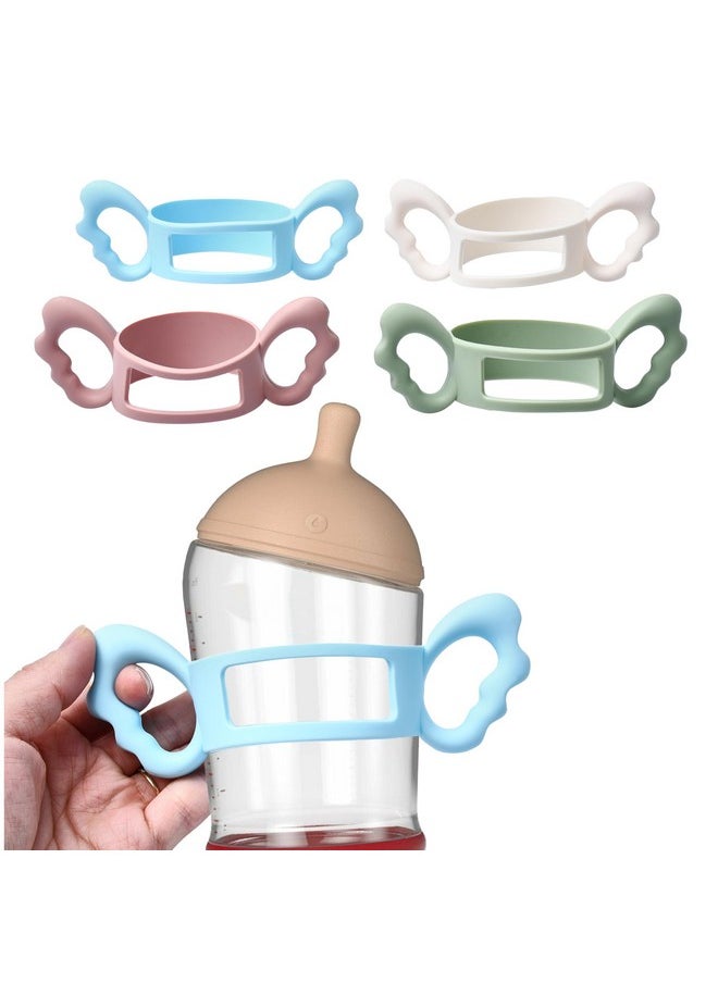 Silicone Baby Bottle Handles (4-Pack) - Hands-Free Baby Bottle Holder For Babies Learning To Hold - Compatible With Any Sippy Cups - Soft And Durable Material - Easy To Use And Clean