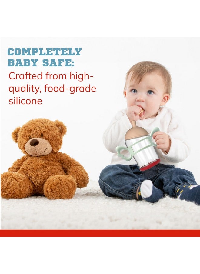 Silicone Baby Bottle Handles (4-Pack) - Hands-Free Baby Bottle Holder For Babies Learning To Hold - Compatible With Any Sippy Cups - Soft And Durable Material - Easy To Use And Clean