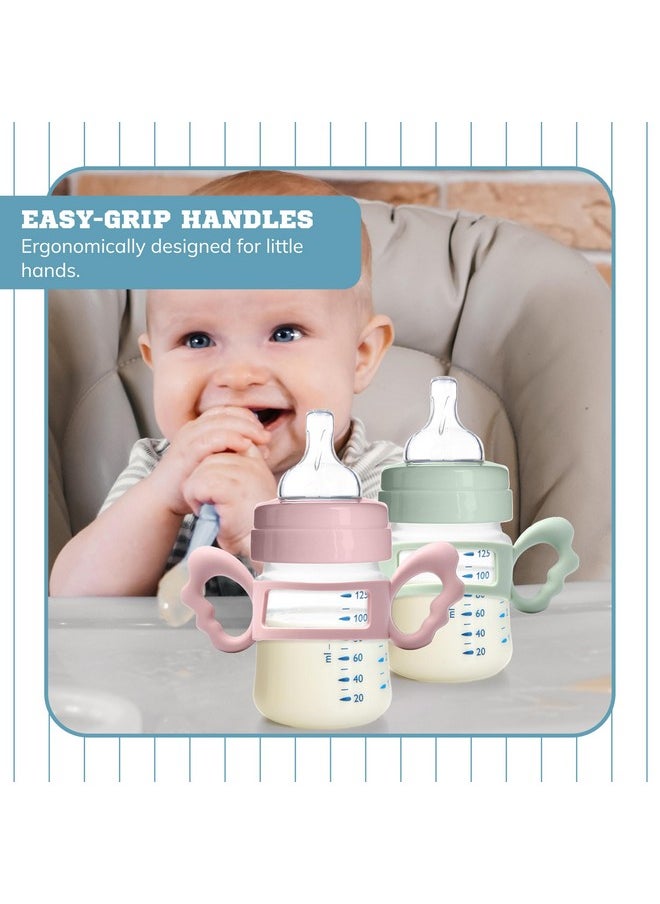 Silicone Baby Bottle Handles (4-Pack) - Hands-Free Baby Bottle Holder For Babies Learning To Hold - Compatible With Any Sippy Cups - Soft And Durable Material - Easy To Use And Clean