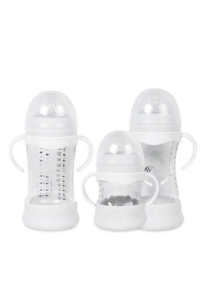 Baby Bottle Handle And Silicone Sleeve Compatible For Philips Avent Natural Glass Baby Bottles 4 Oz And 8 Oz