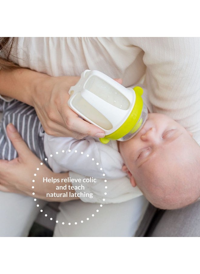 Active Latch Silicone Baby Bottle, Anti Colic, Leak Proof, Easy To Clean, Includes 2 Medium Flow Active Latch Nipples With Covers, 4 Ounce, 2 Count, Pink