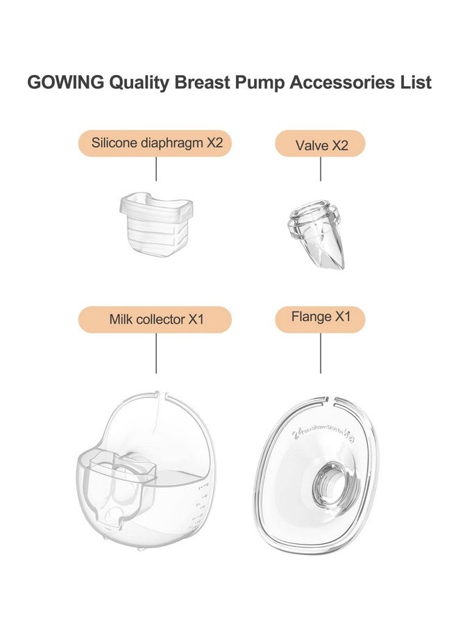 Wearable Breast Pump Accessories, Replacement Pump Parts Flange 24Mm, Duckbill Valve, Silicone Diaphragm, Milk Collector Cup Compatible With Mommed S18 S21