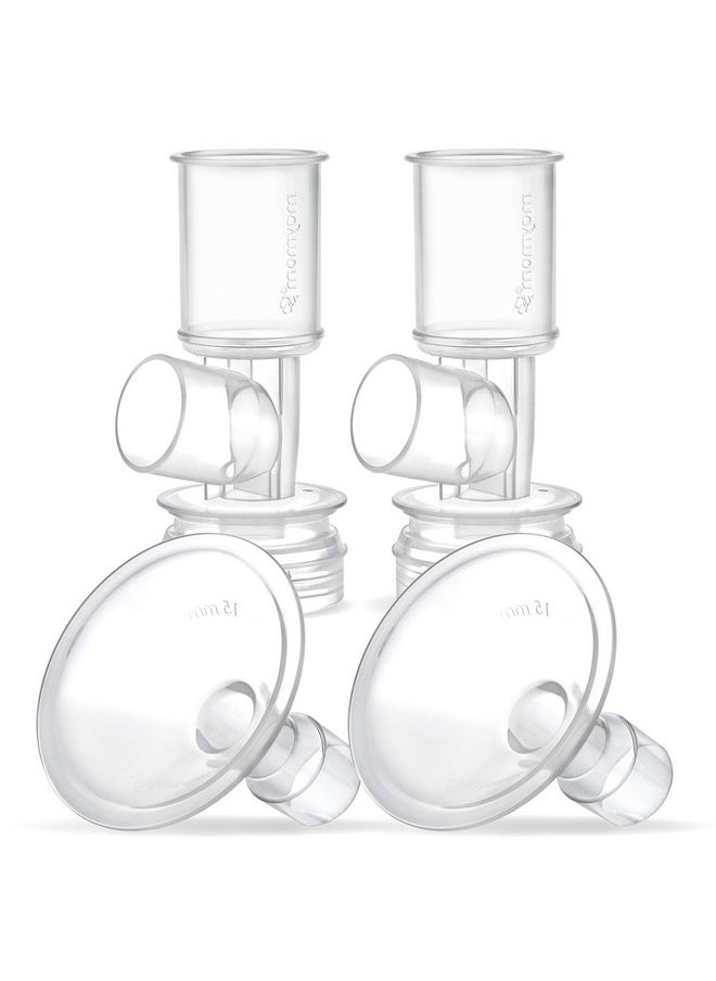 Myfit Flange Set, Two-Piece Breast Shield (15Mm Small) Base Connector Compatible With Selected Ameda Breast Pumps (Shield 15Mm + Connector)