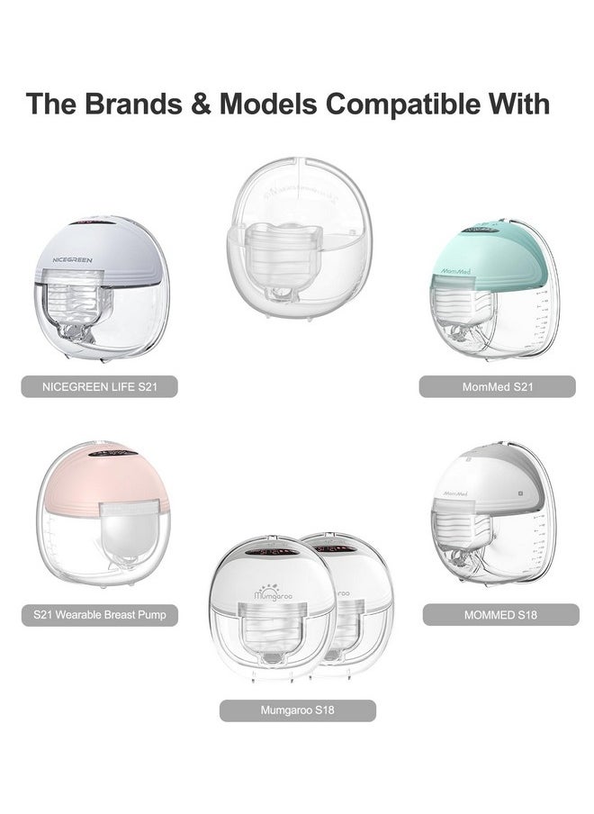 Wearable Breast Pump Accessories, Replacement Pump Parts Flange 24Mm, Duckbill Valve, Silicone Diaphragm, Milk Collector Cup Compatible With Mommed S18 S21, 2 Sets