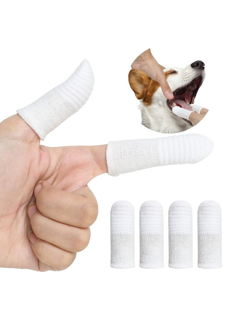 Pet Finger Toothbrush for Dogs and Cats Dental Cleaning Washable Oral Cleaning Finger Cover Pet Care Supplies 360 ° Cleaning Finger Cover (4 Pieces)