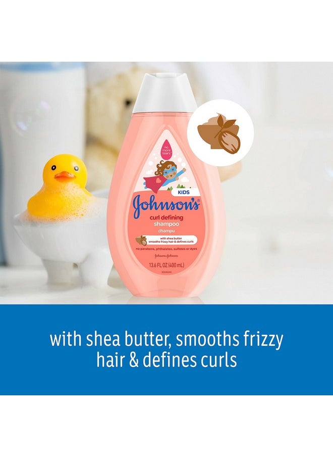 Johnson'S Kids Curl-Defining, Frizz Control, Tear-Free Kids Shampoo + Shea Butter, Paraben-, Sulfate- & Dye-Free, Hypoallergenic & Gentle For Kids Hair, Kid Bath Essential, 13.6 Fl. Oz