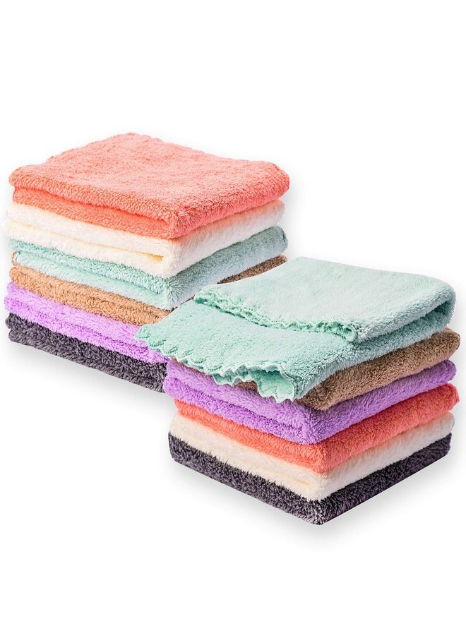 Baby Washcloths 12 Pack 12X12 Inches Microfiber Coral Fleece Extra Absorbent And Soft For Newborns, Infants And Toddlers