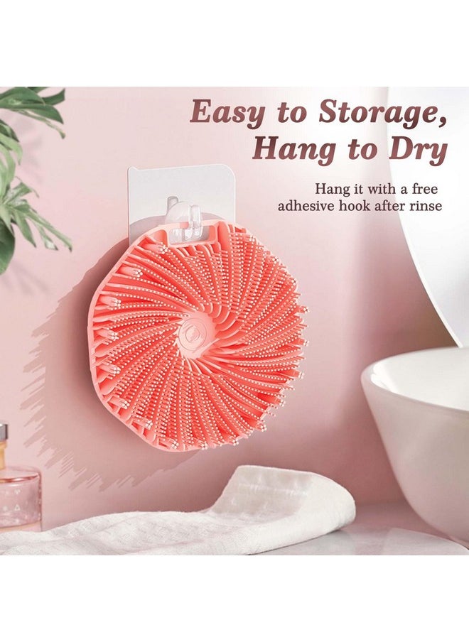 2 Pcs Silicone Body Scrubber Shower Brush, Upgrade Super-Exfoliating Shower Scrubber With Non-Slip Hand Strap, Silicone Body Buffer For Use In Shower (Black+Pink)