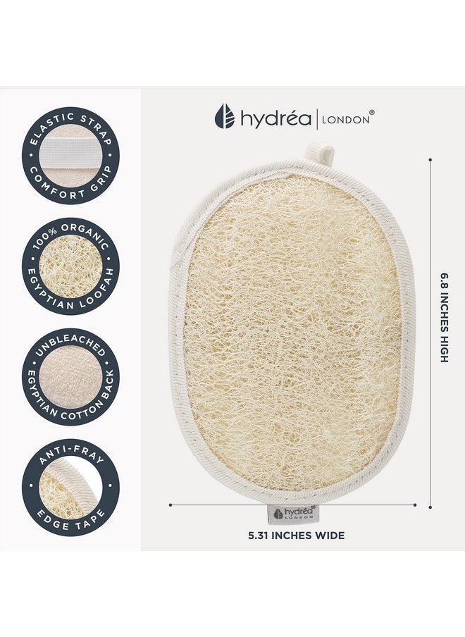 Hydréa London Organic Egyptian Loofah Luxury Exfoliating Body Pad Natural Quality Spa Bodycare For Bath Shower