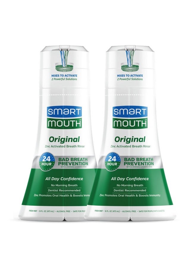 Original Activated Mouthwash - Adult Mouthwash For Fresh Breath - Oral Rinse For 24-Hour Bad Breath Relief With Twice Daily Use - Fresh Mint Flavor, 16 Fl Oz (2 Pack)