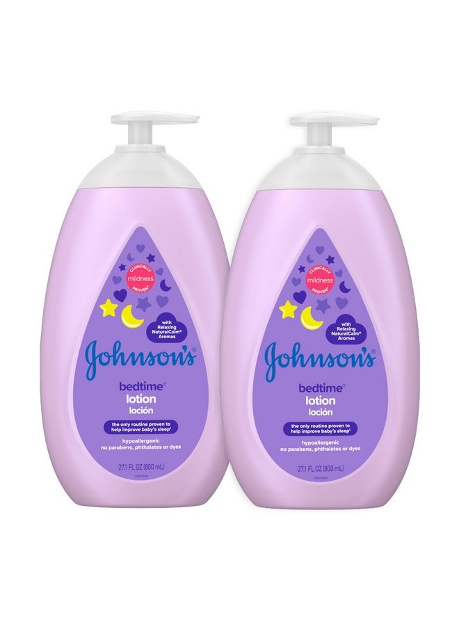 Johnson'S Moisturizing Bedtime Baby Lotion With Coconut Oil & Naturalcalm Aromas To Help Relax Baby, Mild, Hypoallergenic & Paraben-, Phthalate- & Dye-Free, Twin Pack, 2 X 27.1 Fl. Oz