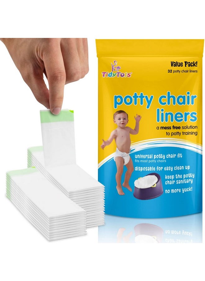 Tidytots Disposable Potty Chair Liners - Value Pack - Universal Fits Most Potty Chairs - 32 Liners