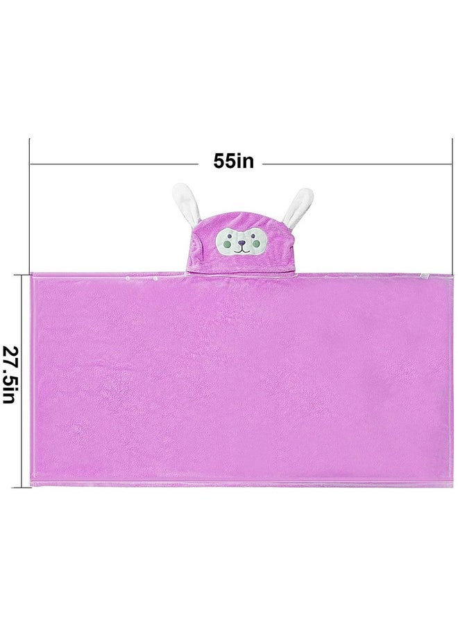 Premium Hooded Towel For Kids,-28×55 Inch Large Size Kids Bath Towel,Ultra Soft Hooded Towel Wrap For Boys Girls, Highly Absorbent Bathrobe Blanket Gifts For Toddlers Shower (Purple)