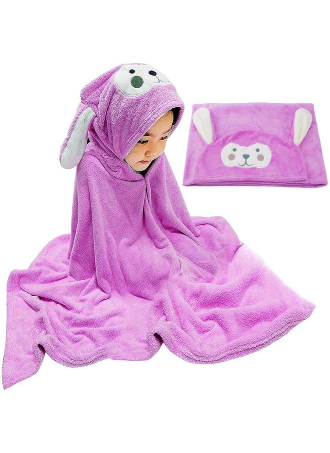 Premium Hooded Towel For Kids,-28×55 Inch Large Size Kids Bath Towel,Ultra Soft Hooded Towel Wrap For Boys Girls, Highly Absorbent Bathrobe Blanket Gifts For Toddlers Shower (Purple)