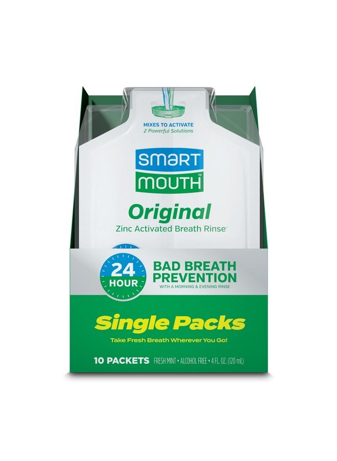 Original Activated Mouthwash - Adult Mouthwash For Fresh Breath - Oral Rinse For 24-Hour Bad Breath Relief With Twice Daily Use - Fresh Mint Flavor, 0.4 Fl Oz (10 Travel Packs)