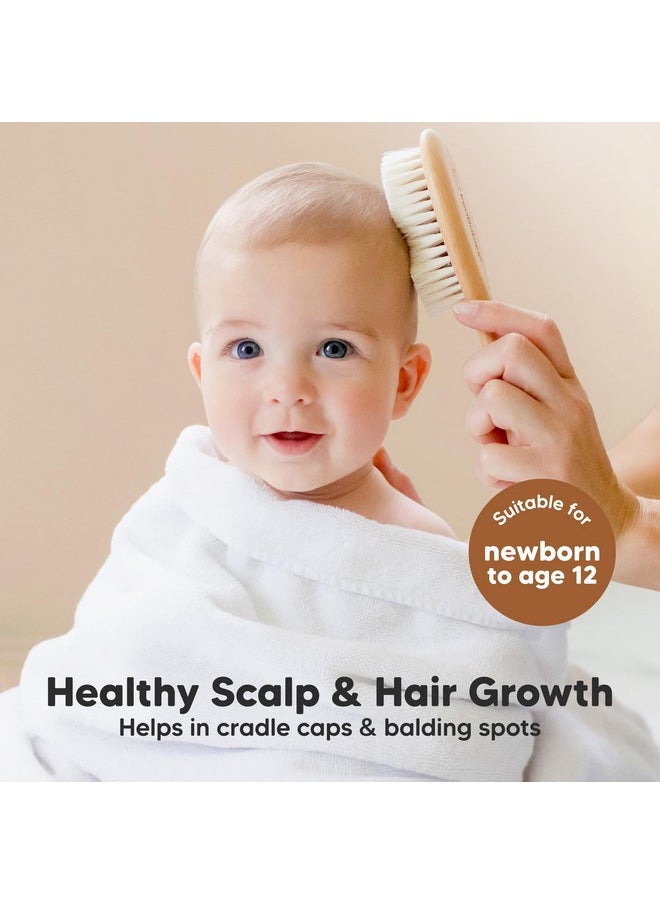 Baby Hair Brush - Baby Brush With Soft Goat Bristles, Cradle Cap Brush, Perfect Scalp Grooming Product For Infant, Toddler, Kids, Newborns, Baby Girls, Boys (Walnut, Oval)