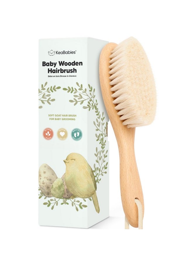 Baby Hair Brush - Baby Brush With Soft Goat Bristles, Cradle Cap Brush, Perfect Scalp Grooming Product For Infant, Toddler, Kids, Newborns, Baby Girls, Boys (Walnut, Oval)