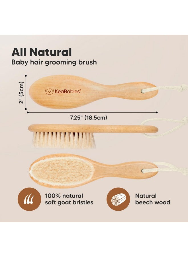 Baby Hair Brush - Baby Brush With Soft Goat Bristles, Cradle Cap Brush, Perfect Scalp Grooming Product For Infant, Toddler, Kids, Newborns, Baby Girls, Boys (Walnut, Oval)