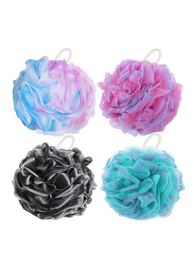4 Pieces Shower Loofahs Bath Sponges 60G Bath Scrunchies Mesh Pouf Exfoliating Loofa For Body Washing