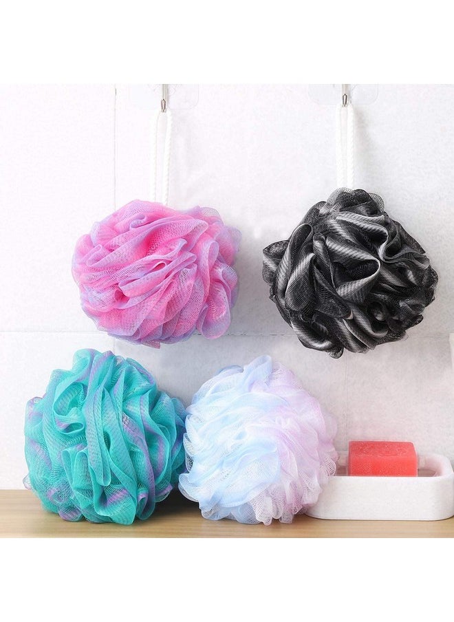 4 Pieces Shower Loofahs Bath Sponges 60G Bath Scrunchies Mesh Pouf Exfoliating Loofa For Body Washing