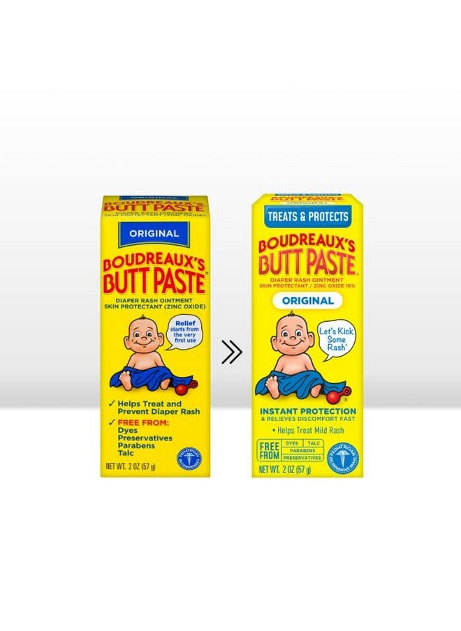 Boudreauxs Butt Paste Diaper Rash Ointment, Vjbqdk, Original - Contains 16% Zinc Oxide - Pediatrician Recommended - Paraben And Preservative-Free - 2Pack (4 Ounce)