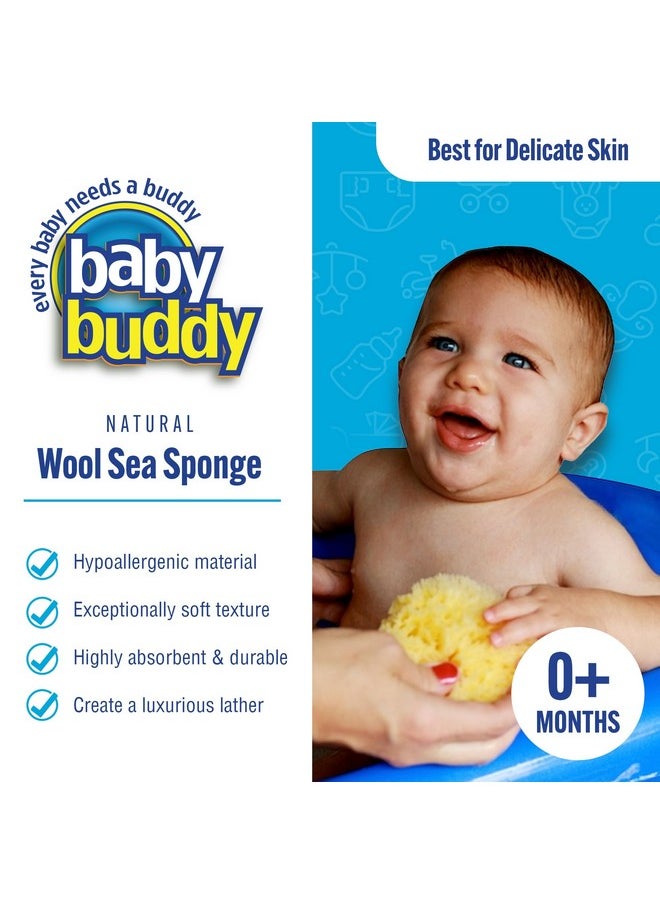 Natural Wool Sea Sponge, Newborn Bath Time Essential, Ultra Soft For Delicate Skin, Hypoallergenic And Biodegradable, 2 Pack