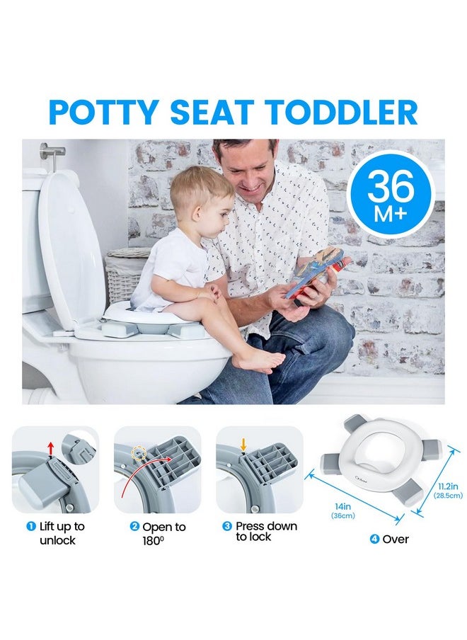 Portable Potty Training Toilet For Boys And Girls With Storage Bag - Foldable Travel Potty Chair, Toddler Potty Seat For Indoor And Outdoor, Easy To Clean, Includes Free 40Pcs Travel Bags(Gray)