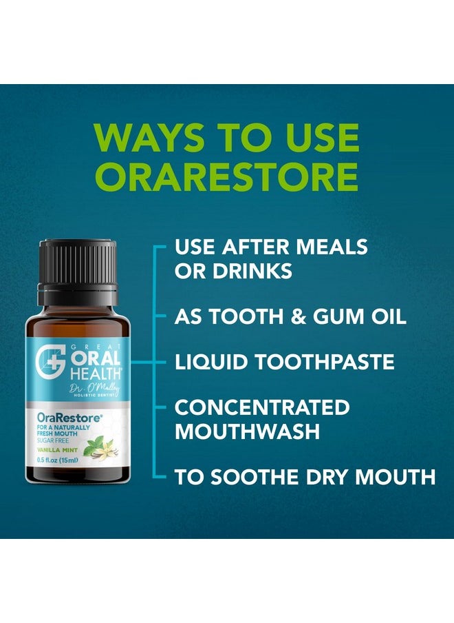 Orarestore Bad Breath Treatment For Adults Halitosis: Dentist Formulated Oral Rinse Concentrate Tooth Oil Liquid Toothpaste, Fresh Breath Mouthwash For Dry Mouth, Oral Care, Healthy Gums & Teeth 15Ml